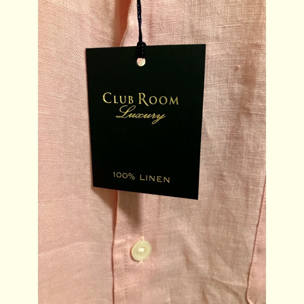 Club Room Pink 100% Linen Shirt XXL NWT - Picture 7 of 10